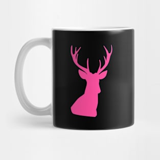 Deer Head Silhouette Skull Hot Pink Color Mug